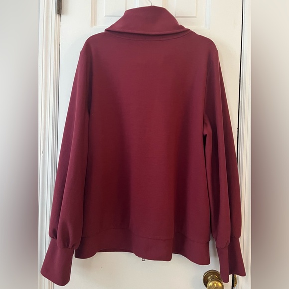 EFAN Women's Wine Color Oversized Full Zip Up Midweight Sweatshirt. Size: XL. - Picture 3 of 8